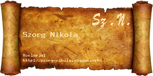 Szorg Nikola névjegykártya